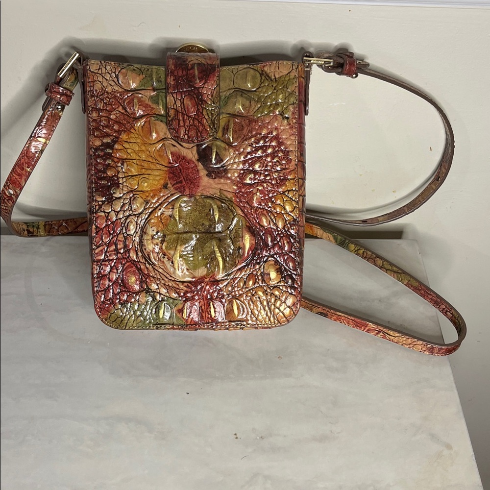 Brahmin Marley Crossbody in multicolor crocodile-embossed Melbourne leather. - Picture 4 of 6